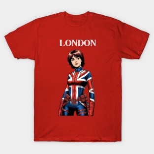 London England Female Comic Book Superhero T-Shirt
